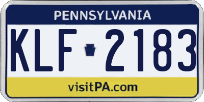 PA license plate KLF2183