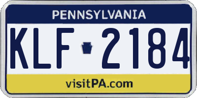 PA license plate KLF2184