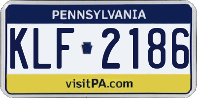 PA license plate KLF2186