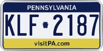 PA license plate KLF2187
