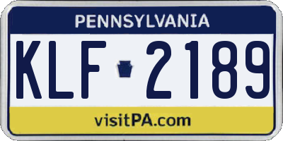 PA license plate KLF2189
