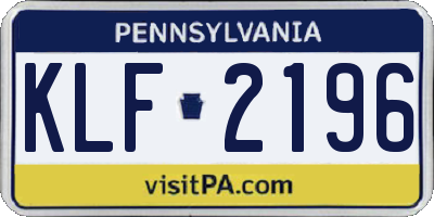 PA license plate KLF2196