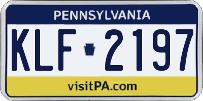 PA license plate KLF2197