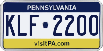 PA license plate KLF2200