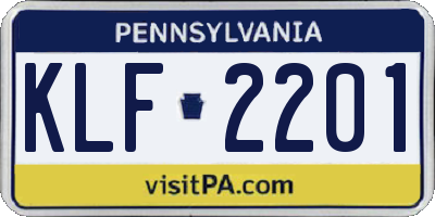 PA license plate KLF2201