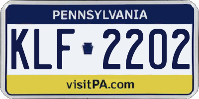 PA license plate KLF2202