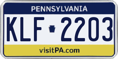 PA license plate KLF2203