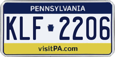 PA license plate KLF2206