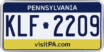 PA license plate KLF2209