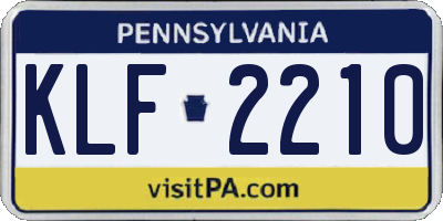 PA license plate KLF2210