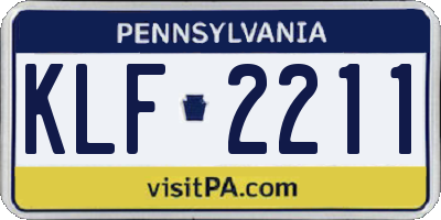 PA license plate KLF2211