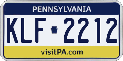 PA license plate KLF2212