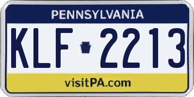 PA license plate KLF2213