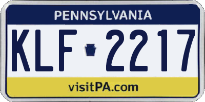 PA license plate KLF2217