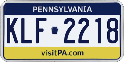PA license plate KLF2218