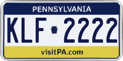 PA license plate KLF2222
