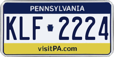 PA license plate KLF2224