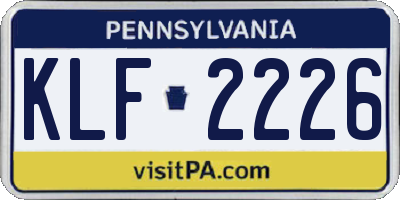 PA license plate KLF2226