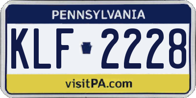 PA license plate KLF2228