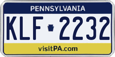PA license plate KLF2232