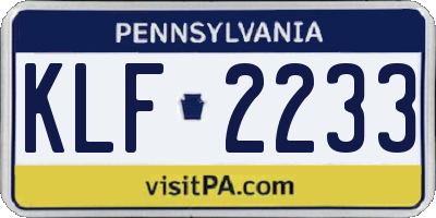 PA license plate KLF2233