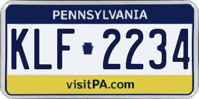 PA license plate KLF2234