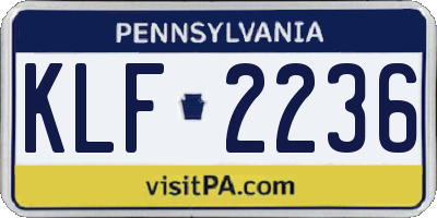 PA license plate KLF2236