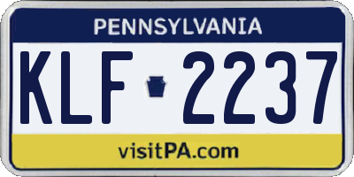 PA license plate KLF2237