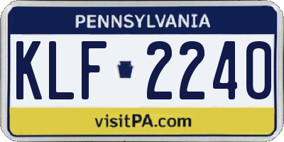 PA license plate KLF2240