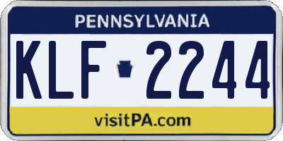 PA license plate KLF2244