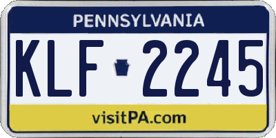 PA license plate KLF2245
