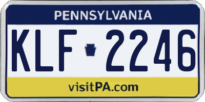 PA license plate KLF2246