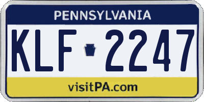 PA license plate KLF2247