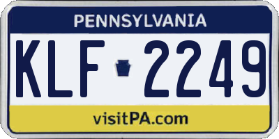 PA license plate KLF2249