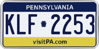 PA license plate KLF2253