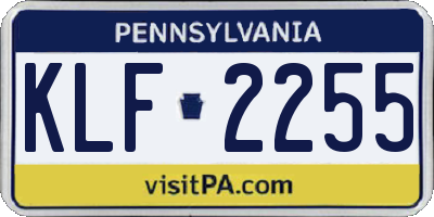 PA license plate KLF2255