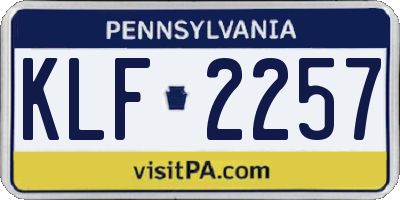 PA license plate KLF2257