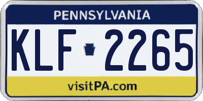 PA license plate KLF2265