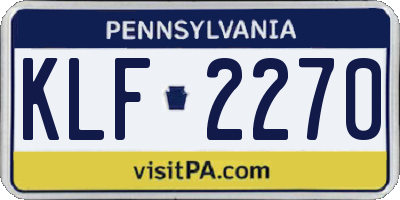 PA license plate KLF2270