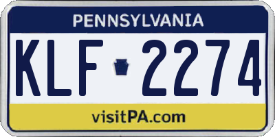PA license plate KLF2274