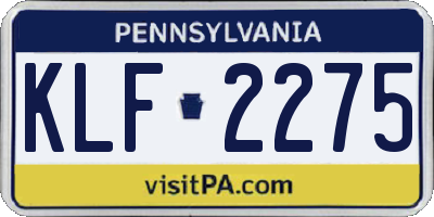 PA license plate KLF2275