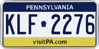 PA license plate KLF2276