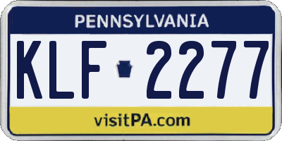 PA license plate KLF2277