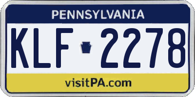 PA license plate KLF2278