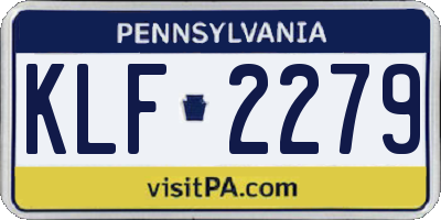 PA license plate KLF2279