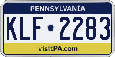 PA license plate KLF2283