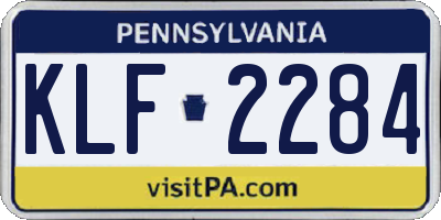 PA license plate KLF2284