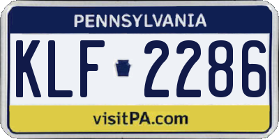 PA license plate KLF2286