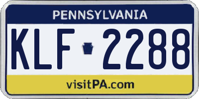 PA license plate KLF2288