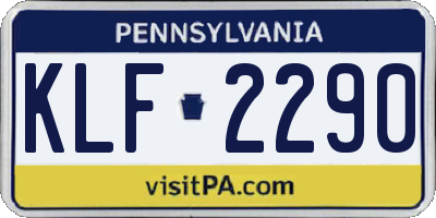 PA license plate KLF2290